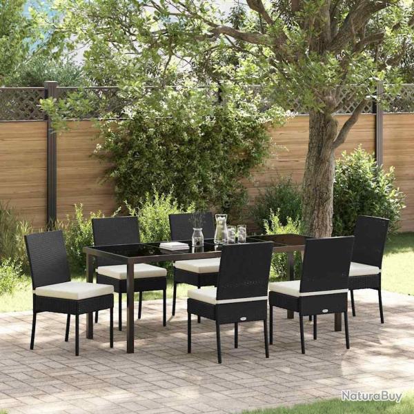 Ensemble de salle � manger pour jardin 7 pcs Noir