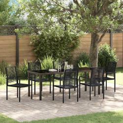 Ensemble de salle &agrave; manger pour jardin 7 pcs Noir