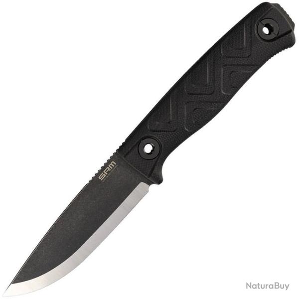 Couteau de Survie SRM Bushcut Lame Acier 14C28N Drop Point Manche G10 Noir Etui Kydex SRM702TBG