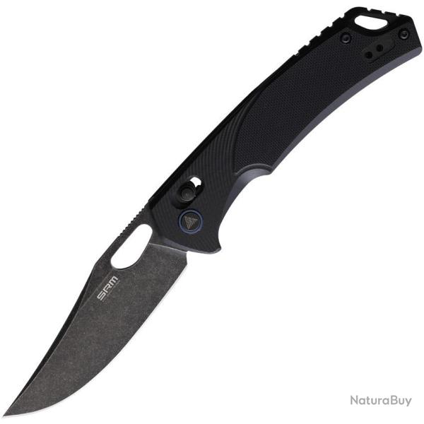 Couteau Pliant SRM Retriever Lame Acier D2 Clip Point Stonewash Manche G10 Noir Ambi Lock SRM9201GB