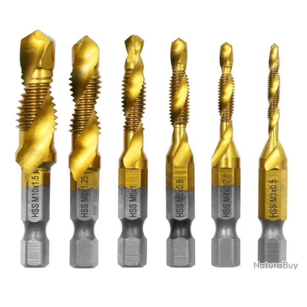 Jeu de 6 Tarauds Perceurs HSS Rev�tement Titane M3 � M10