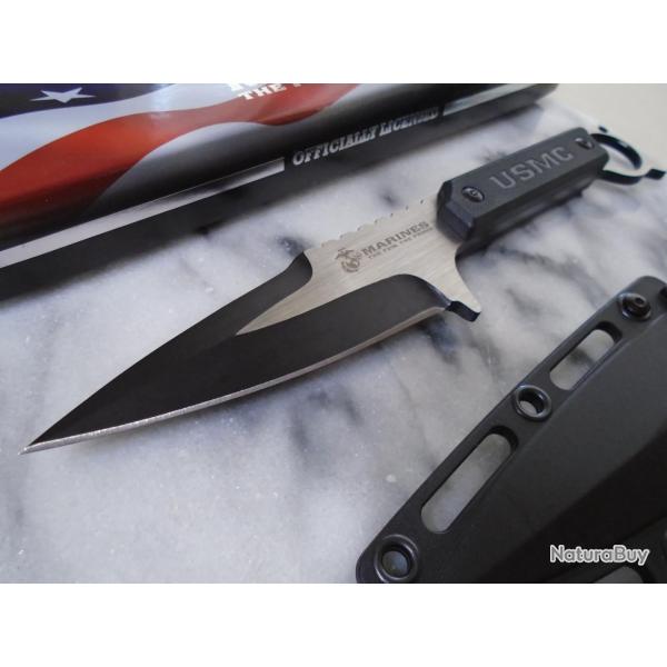 Couteau Karambit USMC Marines Tactical Lame Acier 3Cr13 Manche FRN Black Etui ABS 005BK