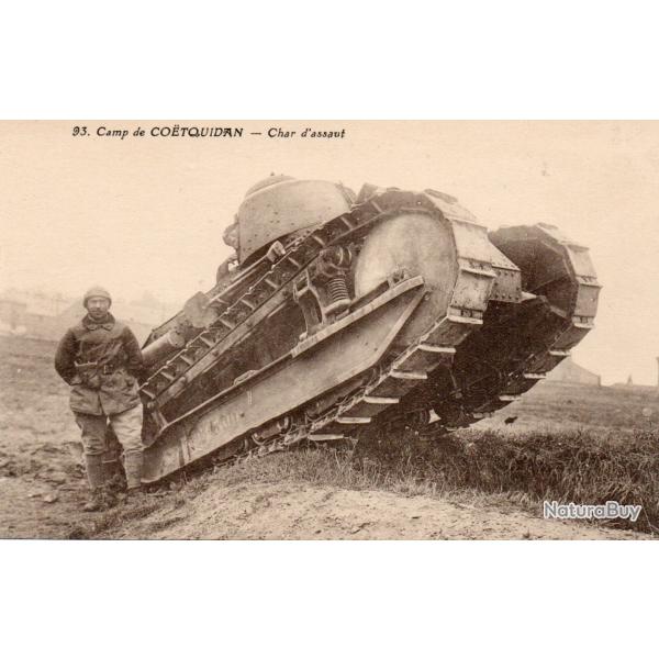 Carte Postale Ancienne - Camp de Co�tquidan - Char d'assaut - N�8268