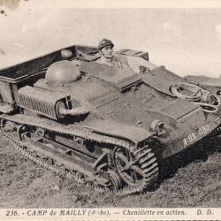 Carte Postale Ancienne -CAMP de MAILLY (Ambe). Chenillette en action. D. D.- N&deg;8270