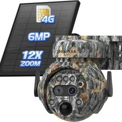 Cam&eacute;ra de Chasse 4G Solaire 6MP Double Objectif Zoom 12X PTZ 360&deg; Vision Nocturne Couleur PIR