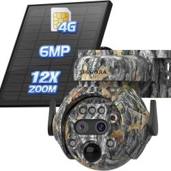 Cam&eacute;ra de Chasse 4G Solaire 6MP Double Objectif Zoom 12X PTZ 360&deg; Vision Nocturne Couleur PIR