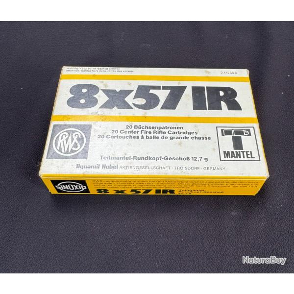 1 boite de cartouche avec 15 cartouches calibre 8x57IR de marque RWS