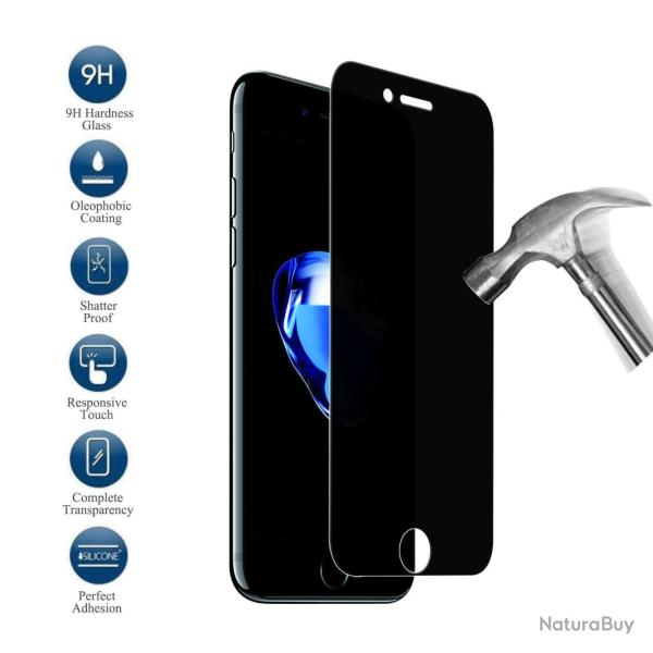 Protection Ecran Verre Trempe Privacy pour iPhone -7+ et 8+ Plus