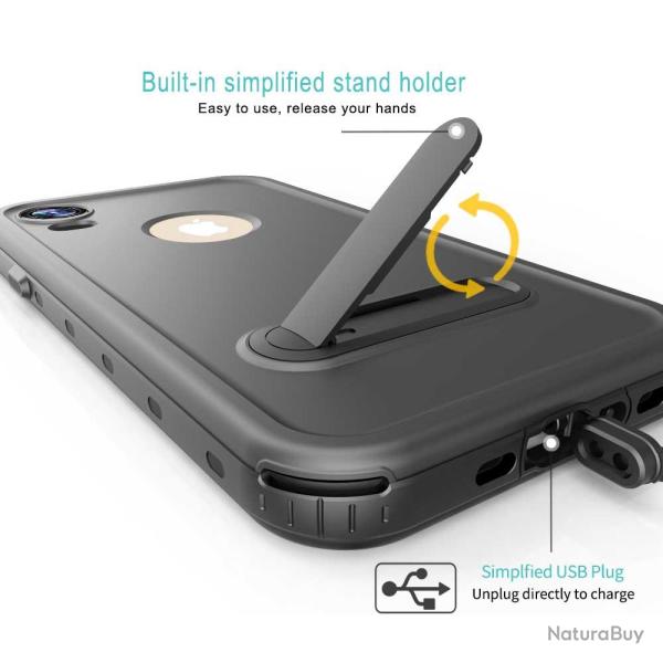 Coque Etanche  Anti Choc pour iPhone -Noir-iPhone XR