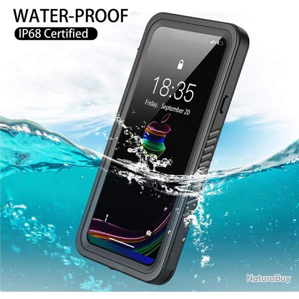RedPepper Coque Etanche  Anti Choc pour iPhone -Noir-iPhone 11 Pro Max