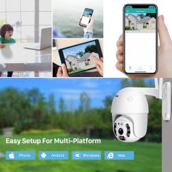 Camera IP Wifi Videosurveillance Exterieur Motorise FHD Audio IP66-1080P 2MB 32GB