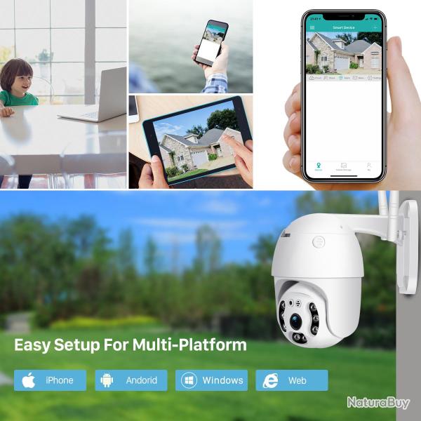 Camera IP Wifi Videosurveillance Exterieur Motorise FHD Audio IP66-1080P 2MB 32GB