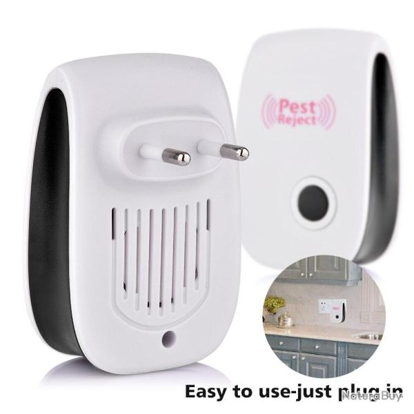 Prise Ultrasons Anti Moustique Insecte Araignee Rat-2PCS