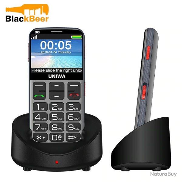 Telephone Portable Senior 3G SOS Grosses Touches -Gris