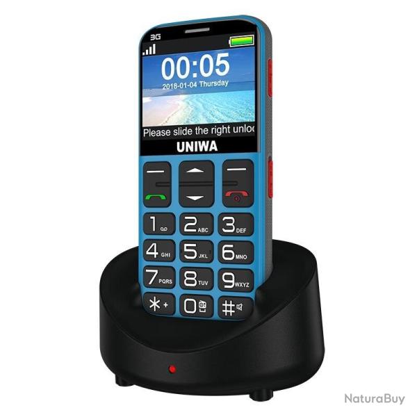Telephone Portable Senior 3G SOS Grosses Touches -Bleu