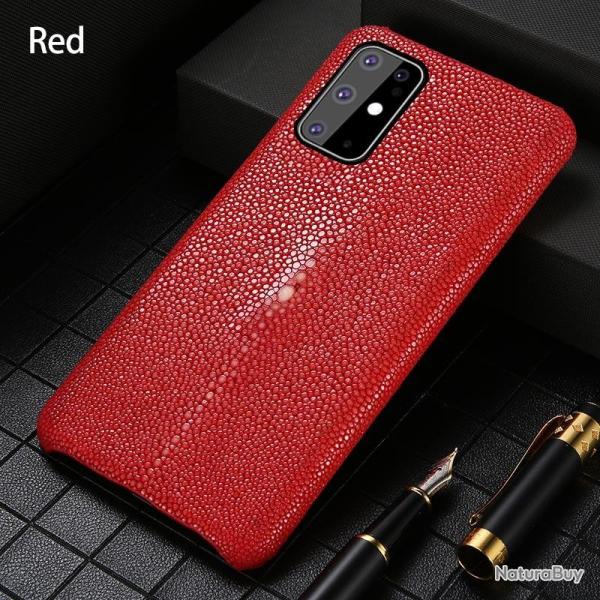 Coque Luxe Samsung Cuir Raie Stingray Galuchat-Rouge-Galaxy A51 5G 2020
