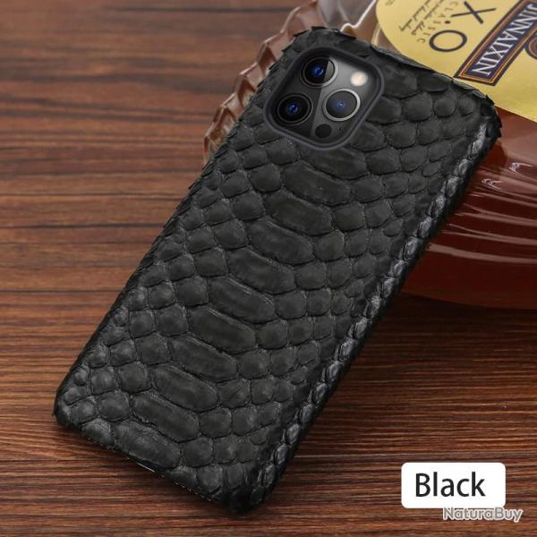 Coque iPhone Serpent Veritable Python-Noir-iPhone 11