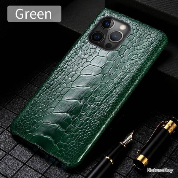 Coque iPhone Autruche Veritable-Pied Vert-iPhone 11 Pro Max