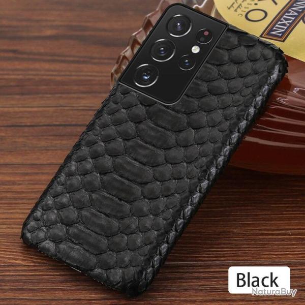 Coque Samsung Serpent Veritable Python-Noir-GALAXY S20 ULTRA