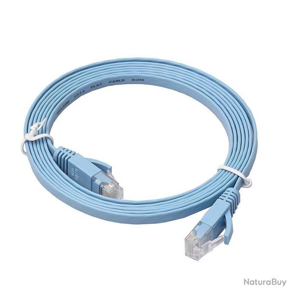 Cable Ethernet Plat Blinde CAT6 RJ45 10GB-Bleu-1m