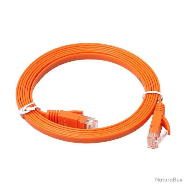 Cable Ethernet Plat Blinde CAT6 RJ45 10GB-Orange-1m