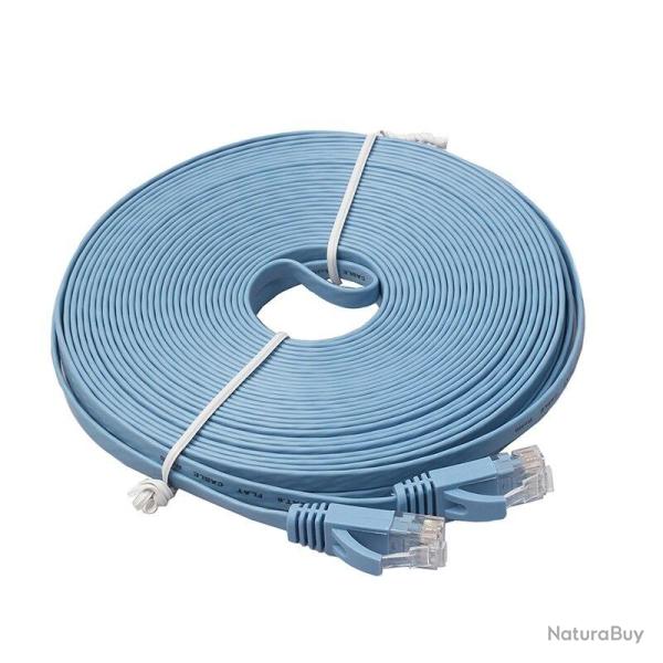 Cable Ethernet Plat Blinde CAT6 RJ45 10GB-Bleu-10m