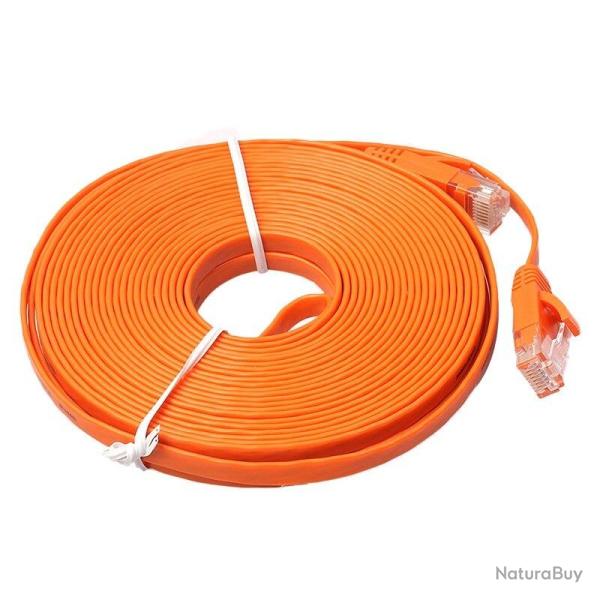 Cable Ethernet Plat Blinde CAT6 RJ45 10GB-Orange-8m
