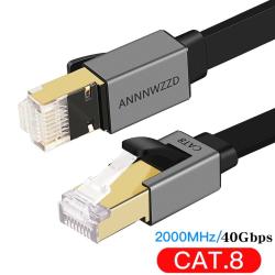 Cable Ethernet Plat Blinde Noir CAT8 RJ45 40GB-5m