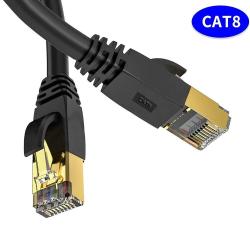 Cable Ethernet Plat Blinde Noir CAT8 RJ45 40GB-20m