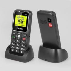 Telephone Portable Senior SOS avec Socle-Noir