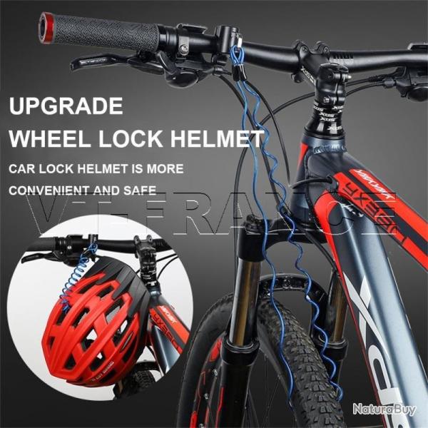 Cadenas Anti-Vol et Cable pour Casque  Moto Velo-Bleu