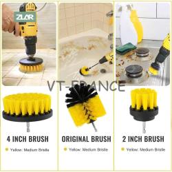 Kit Brosse Nettoyage Voiture Maison-3pcs Jaune