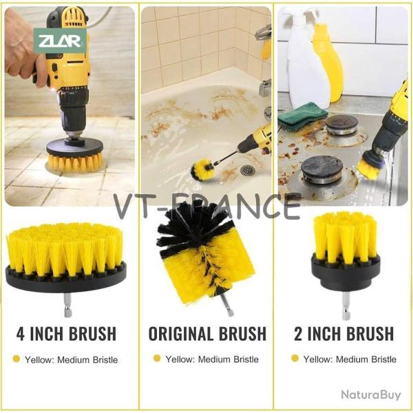 Kit Brosse Nettoyage Voiture Maison-3pcs Jaune