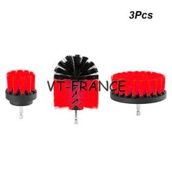 Kit Brosse Nettoyage Voiture Maison-3pcs Rouge