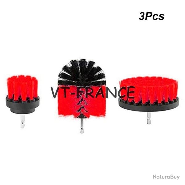 Kit Brosse Nettoyage Voiture Maison-3pcs Rouge
