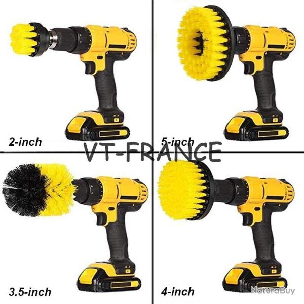 Kit Brosse Nettoyage Voiture Maison-4pcs Jaune