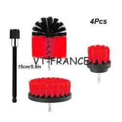 Kit Brosse Nettoyage Voiture Maison-4pcs Rouge A