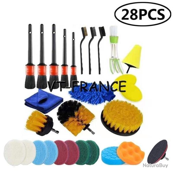 Kit Brosse Nettoyage Voiture Maison-28pcs