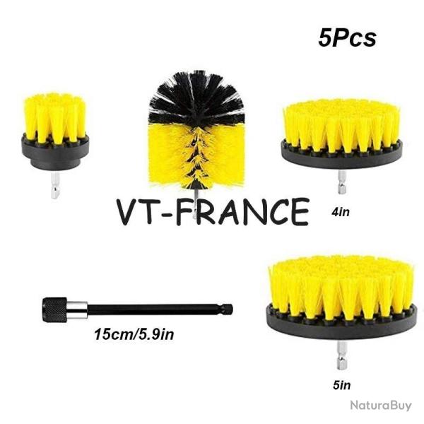 Kit Brosse Nettoyage Voiture Maison-5pcs Jaune