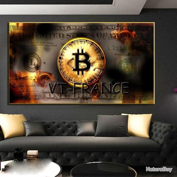 Peinture sur Toile Impression HD Bitcoin BTC-50x90cm
