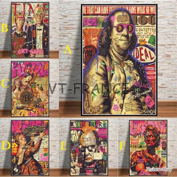 Peinture sur Toile Impression HD Pop Art $ Bitcoin -50x70cm