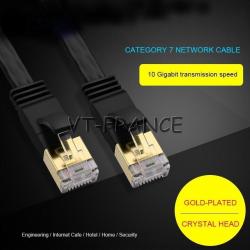 Cable Ethernet Plat Blinde Noir CAT7 RJ45 10GB-40m