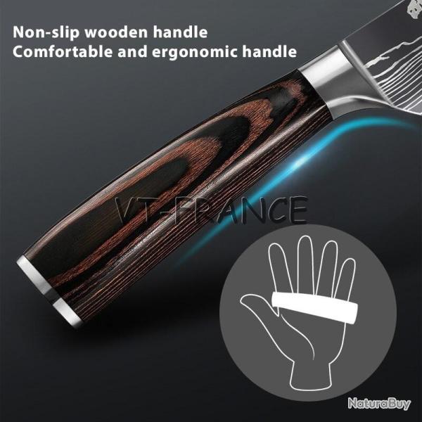 Set Couteau Japonais Pro Santoku Style Damas-3pcs-Set 4