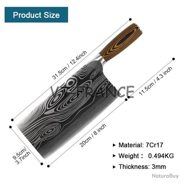 Set Couteau Japonais Pro Santoku Style Damas-1pc