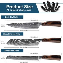 Set Couteau Japonais Pro Santoku Style Damas-Chef 33cm