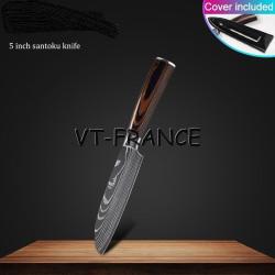 Set Couteau Japonais Pro Santoku Style Damas-Santoku 24cm