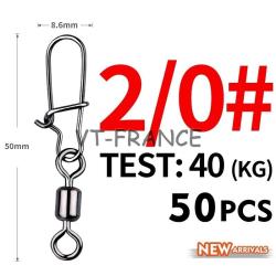 50 Emerillon Agrafe Inox pour la Peche-2/0