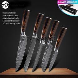 Set Couteau Japonais Pro Santoku Style Damas-5pcs-Set 2