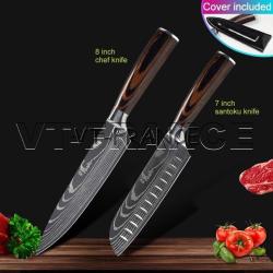 Set Couteau Japonais Pro Santoku Style Damas-2pcs-Set 3