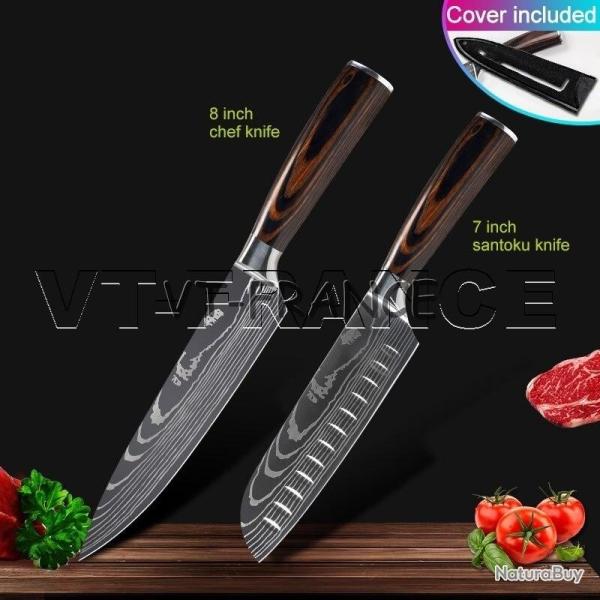 Set Couteau Japonais Pro Santoku Style Damas-2pcs-Set 3
